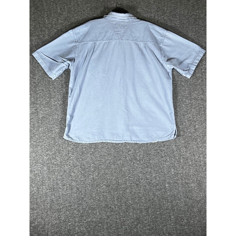 Farthest Point Casuals Mens XXL Blue Embroidered Peruvian Cotton Button Up Shirt - Picture 2 of 8